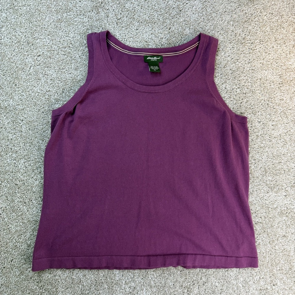 Eddie Bauer Tank Top Womens Petite XL Purple Stretch Scoop Neck Basic Casual